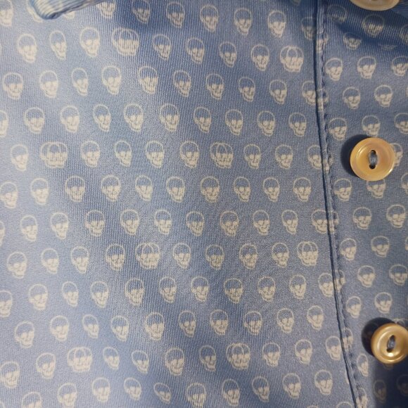 Peter Millar Summer Comfort, XL Mens Short Sleeve Polo, Blue, Skulls Print, Golf - Picture 7 of 16
